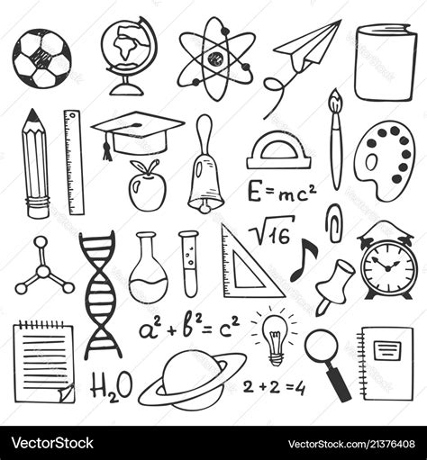 School education sketch drawing icons hand drawn Vector Image