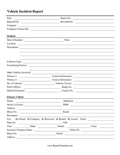 Vehicle Accident Report Form Template – Atlanticcityaquarium.com