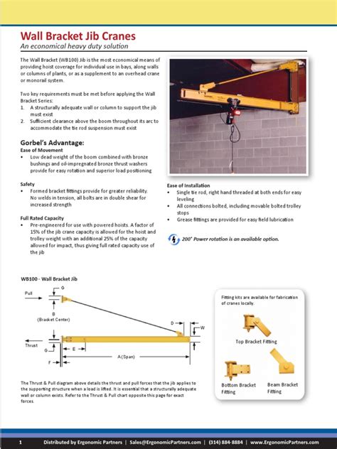 Gorbel Wall Mounted Jib Cranes Brochure | PDF | Crane (Machine) | Machines