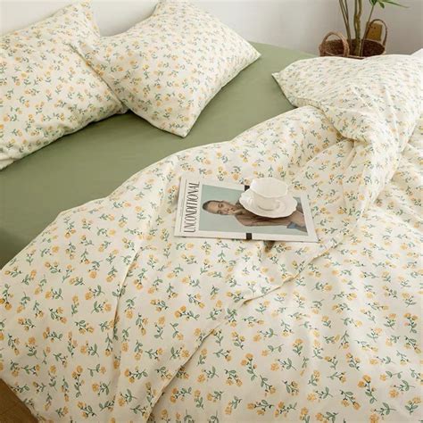 Green Floral Duvet Cover Set Fresh Floral Bedding Set Cute - Etsy