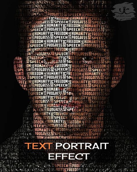 the text portrait effect in photoshopped to look like a man's face