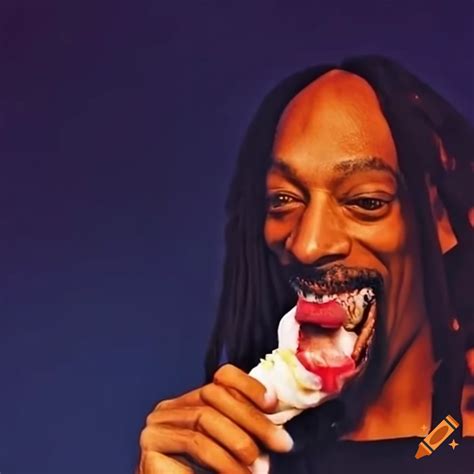 Snoop dog enjoying ice cream
