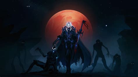 Moon, World of Warcraft, undead, Death Knight, Blood Elf, 1080P HD Wallpaper