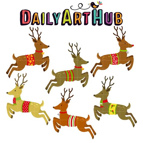 Santa’s Reindeers Clip Art Set – Daily Art Hub – Free Clip Art Everyday