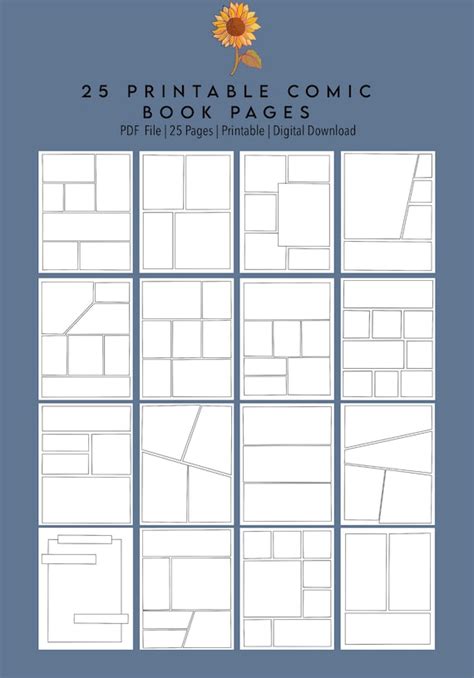 Blank Comic Book Layout Pages 25 Layouts Printable | Etsy