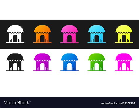 Set african hut icon isolated on black and white Vector Image