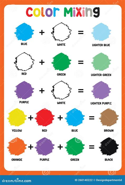 Printable Color Mixing File. Learning Colors for Kids Stock Vector - Illustration of early ...