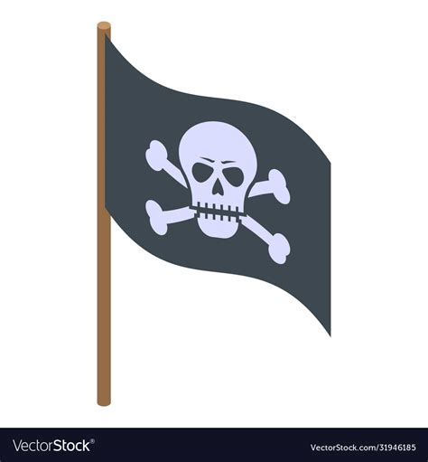 Pirate ship flag icon isometric style Royalty Free Vector