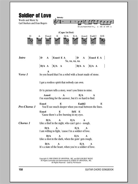 Soldier Of Love by Donny Osmond - Guitar Chords/Lyrics - Guitar Instructor