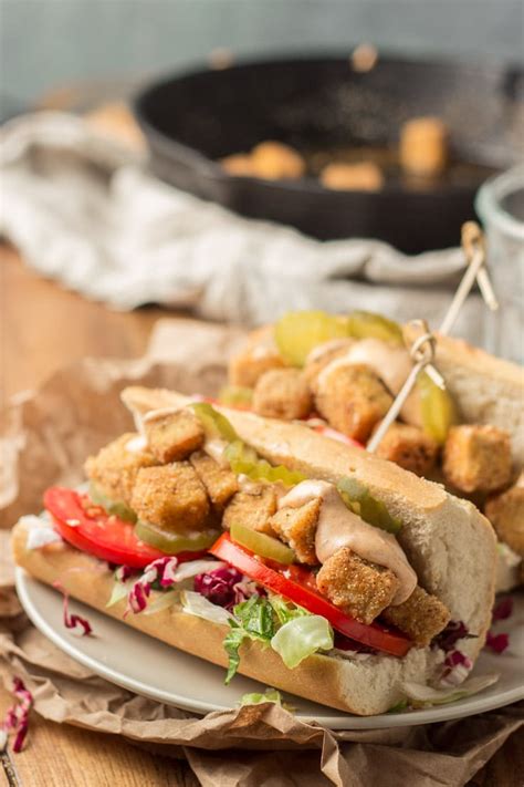 Vegan Po' Boy Sandwiches with Crispy Cornmeal Crusted Tofu