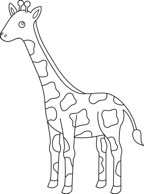 Colorable Giraffe Design - Free Clip Art