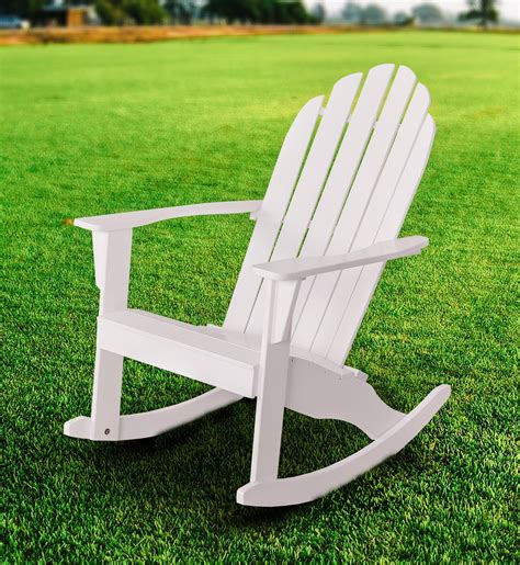 Mainstays Wood Outdoor Adirondack Rocking Chair, White - Walmart.com