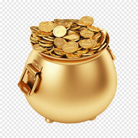 Gold coin graphy illustration, Gold jar of coins, gold, gold Label png ...