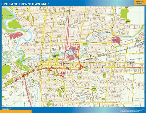 Spokane downtown wall map | Largest maps of the world. Our big collection