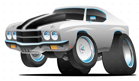 Classic American Muscle Cars Cartoon