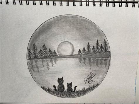 Sketch of a moon night | Moon drawing, Moon sketches, Night sky drawing