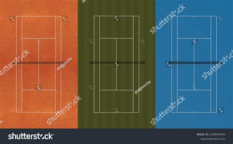 Three Types Tennis Court High Resolution Stock Illustration 2140074195 ...