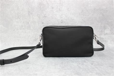 Prada black nylon & leather crossbody camera bag at Jill's Consignment