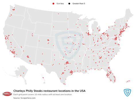 Number of Charleys Philly Steaks locations in the USA in 2024 | ScrapeHero