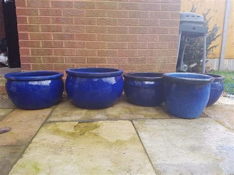 Ceramic blue garden outdoor plant pots, large and medium sizes | in Stourbridge, West Midlands ...