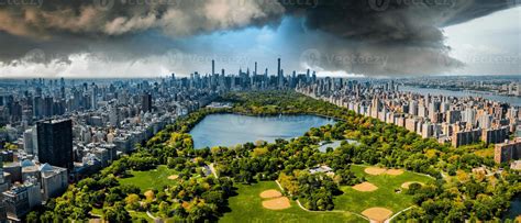 Central Park aerial view in Manhattan, New York. huge beautiful park is ...