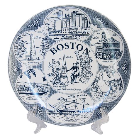 Boston Souvenir Plate in Delft Blue