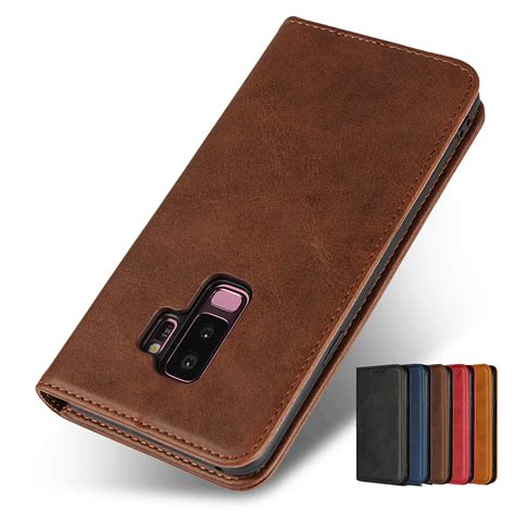 Leather case For Samsung Galaxy S9 S9 + Plus Flip case card holder ...