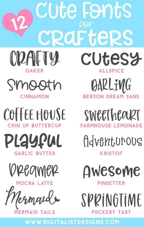 12 Adorably Cute Fonts for Crafters - DigitalistDesigns | Cute fonts ...