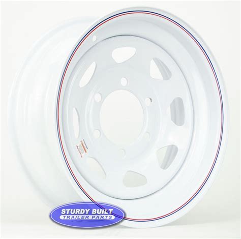 15 inch 6 bolt White Spoke Trailer Wheel 6 Lug on 5 1/2 Patt