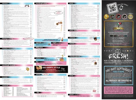 Tony Macaroni Dundee's full menu online