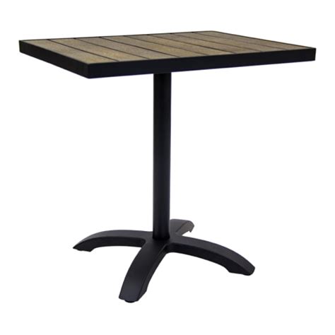 Black Aluminum Patio Table with Dark Walnut Faux Teak