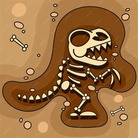 Premium Vector | Archeology. dinosaur skeleton in ground. excavations of dinosaur bones ...