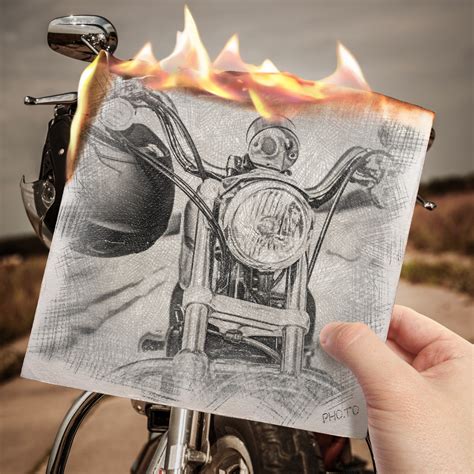 Turn photo into sketch & set it on fire with burning effect