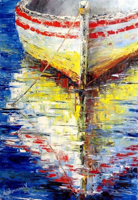 Modern Interior Decor Reflections Painting Old Boat Art Work - Etsy ...