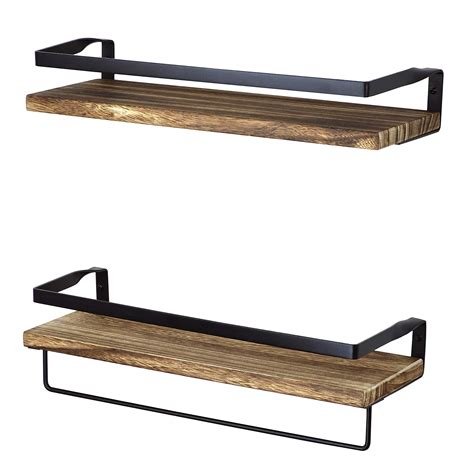 Buy Peter's Goods Rustic Brown with Black Floating Shelves for Bathroom - Wall Mounted Shelves ...