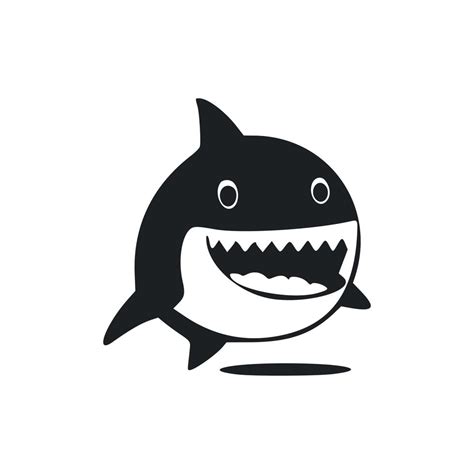 Black and white light logo with a nice cheerful shark. 19978405 Vector ...