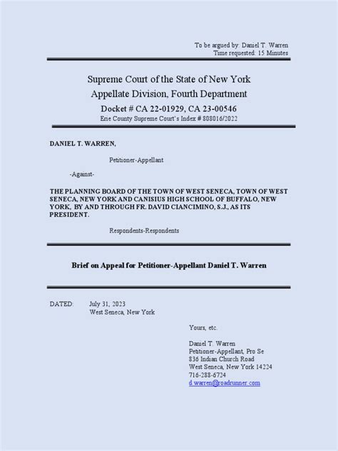 Appellant's Brief On Appeal - CA 22-01929 CA 23-00546 | PDF | Appeal ...