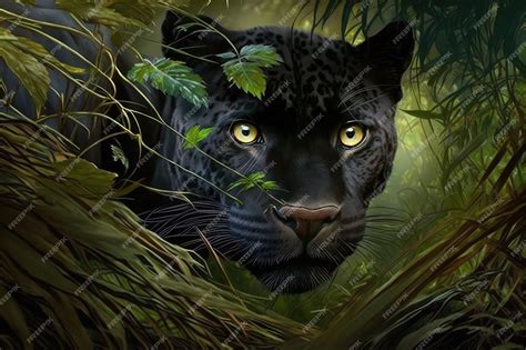 Premium AI Image | Panther stalking through the jungle eyes on the hunt