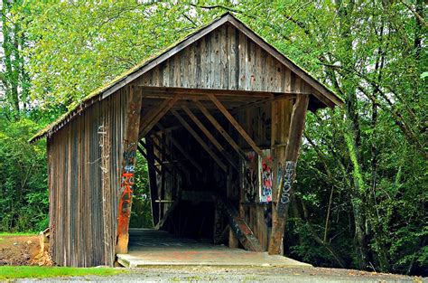 Old Wooden Covered Bridge Photograph by Susan Leggett