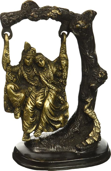 Amazon.com: Gorevizon Radha Krishna Swing on Tree Brown Gold Brass ...