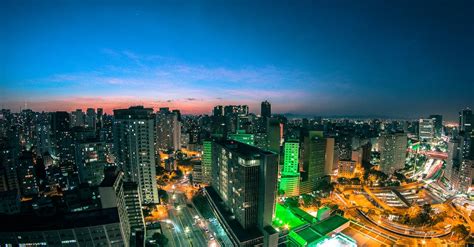 Aerial Photography of Skyline at Night · Free Stock Photo