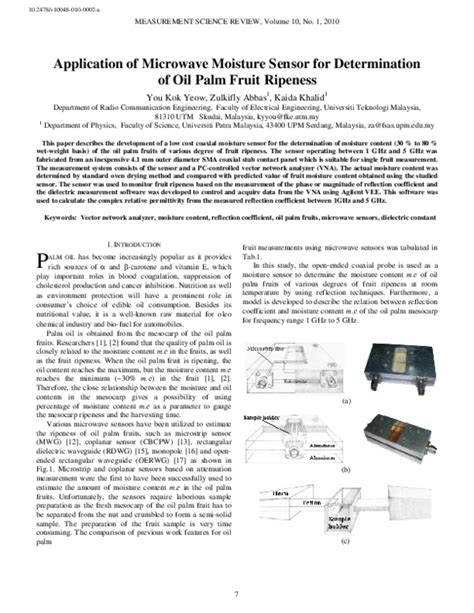 (PDF) Application of Microwave Moisture Sensor for Determination of Oil Palm Fruit Ripeness ...