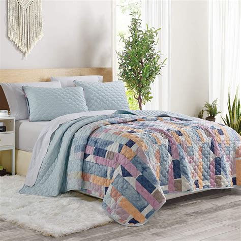 Sapphire Home 3 Piece Queen Size Bedspread Coverlet Quilt Bedding Set w/2 Pillow Shams ...