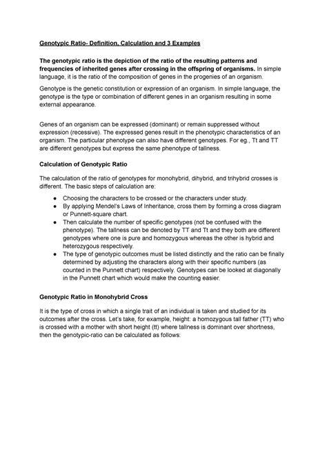 Genetics - genotypic ratio - Genotypic Ratio- Definition, Calculation ...