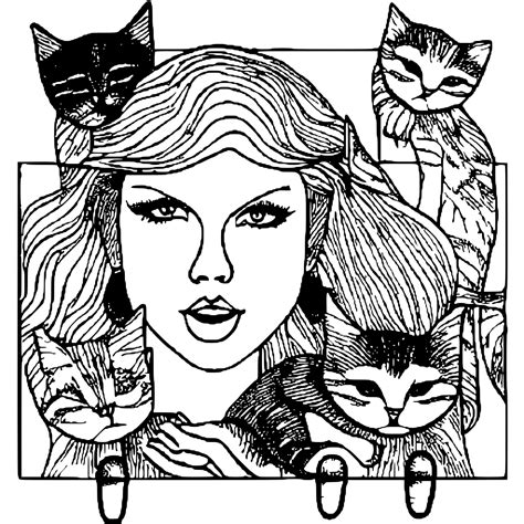 Taylor Swift Cat Coloring Page · Creative Fabrica