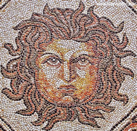 mosaic - Madrid MAN - Roman mosaic from Palencia, detail Medusa 1bs fl ...