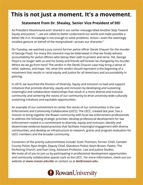 This is not just a moment. It’s a Movement. Statement from Dr. Shealey, Senior Vice President of ...