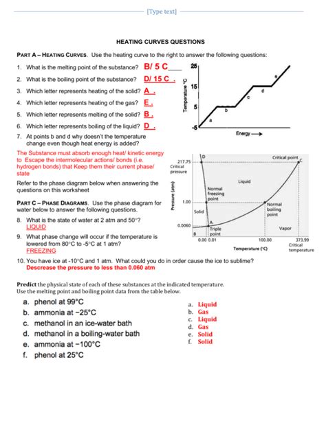 Use the Heating Curve Below to Answer the Following Questions