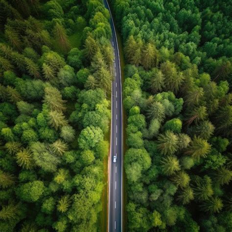 Premium AI Image | Aerial top drone view over green healthy forest with ...