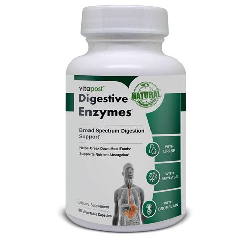 VitaPost Digestive Enzymes Supports Healthy Digestion Naturally. Supplement, 60 Caps - Walmart ...